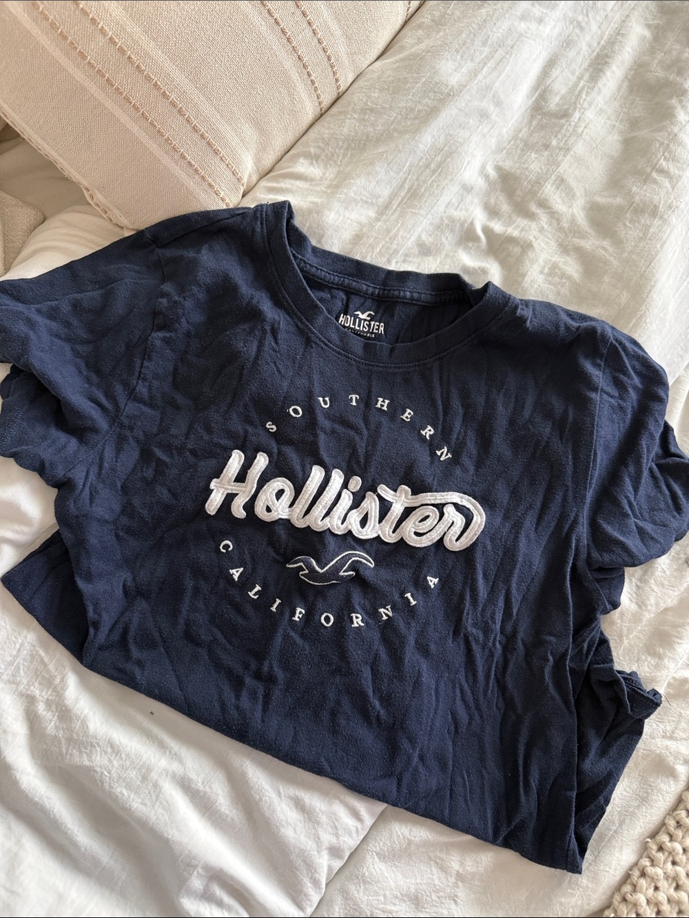 Hollister Navy Blue Logo Short Sleeve Tee